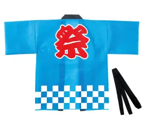 ｶﾗｰ不織布ﾊｯﾋﾟ 祭 青 M 市松柄
